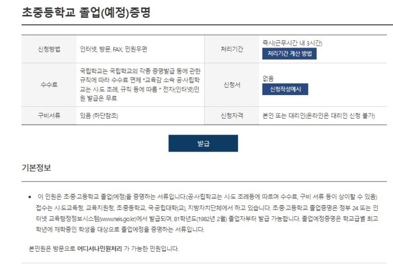 최종학력증명서 발급방법 인터넷 온라인으로 고등학교 대학교까지
