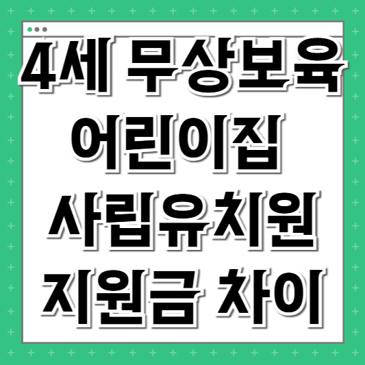 4세 무상보육 어린이집 사립유치원 지원금 차이