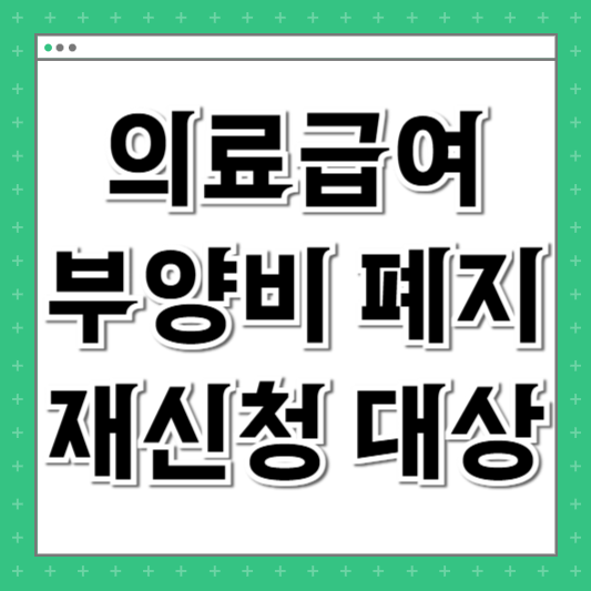 의료급여 부양비 폐지 재신청 대상